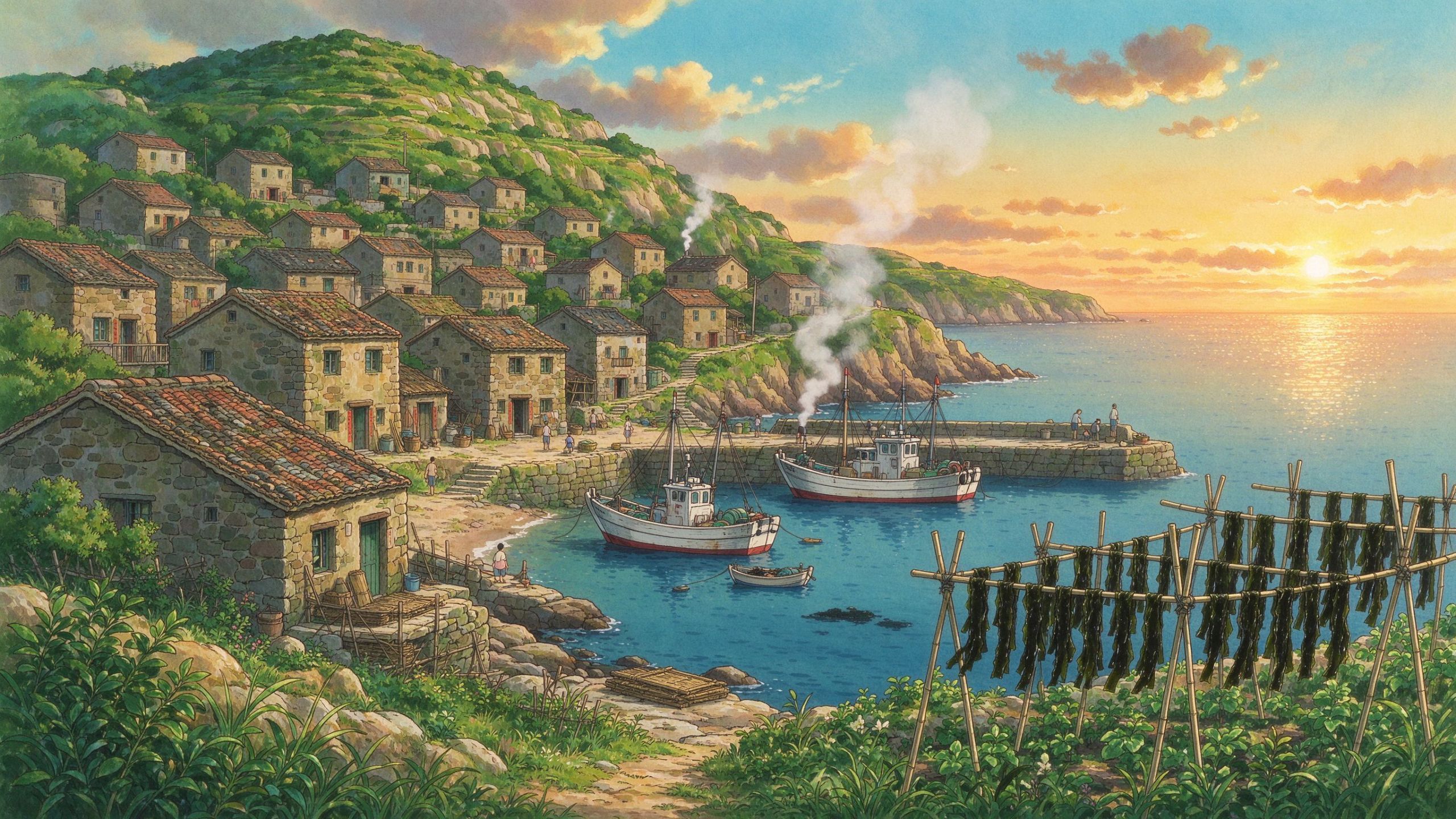 东壁村海边渔村