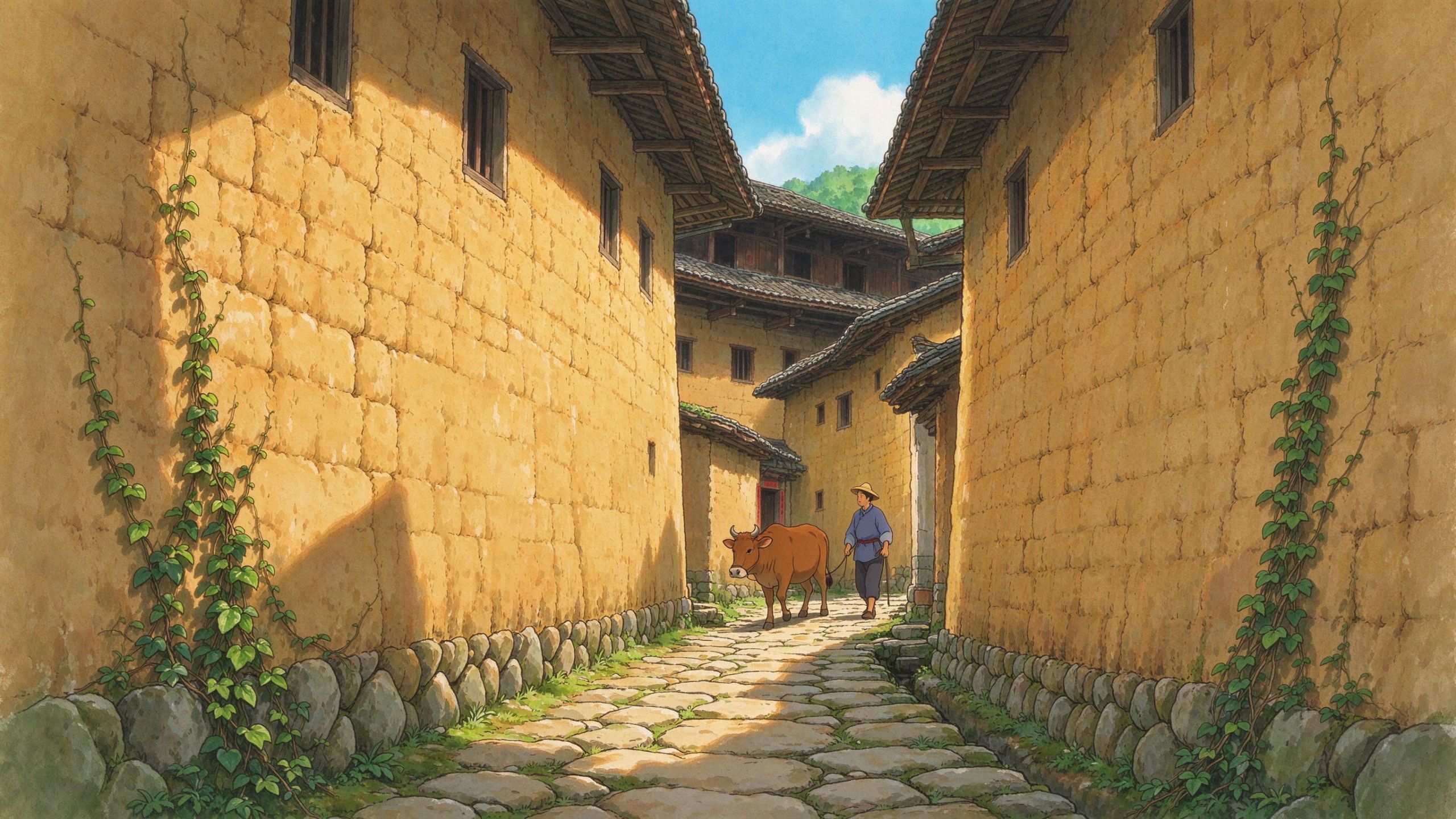 阳产土楼石板小巷