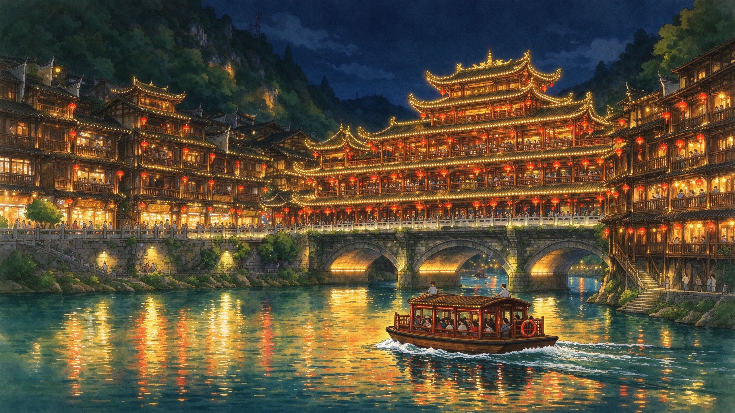濯水古镇夜景