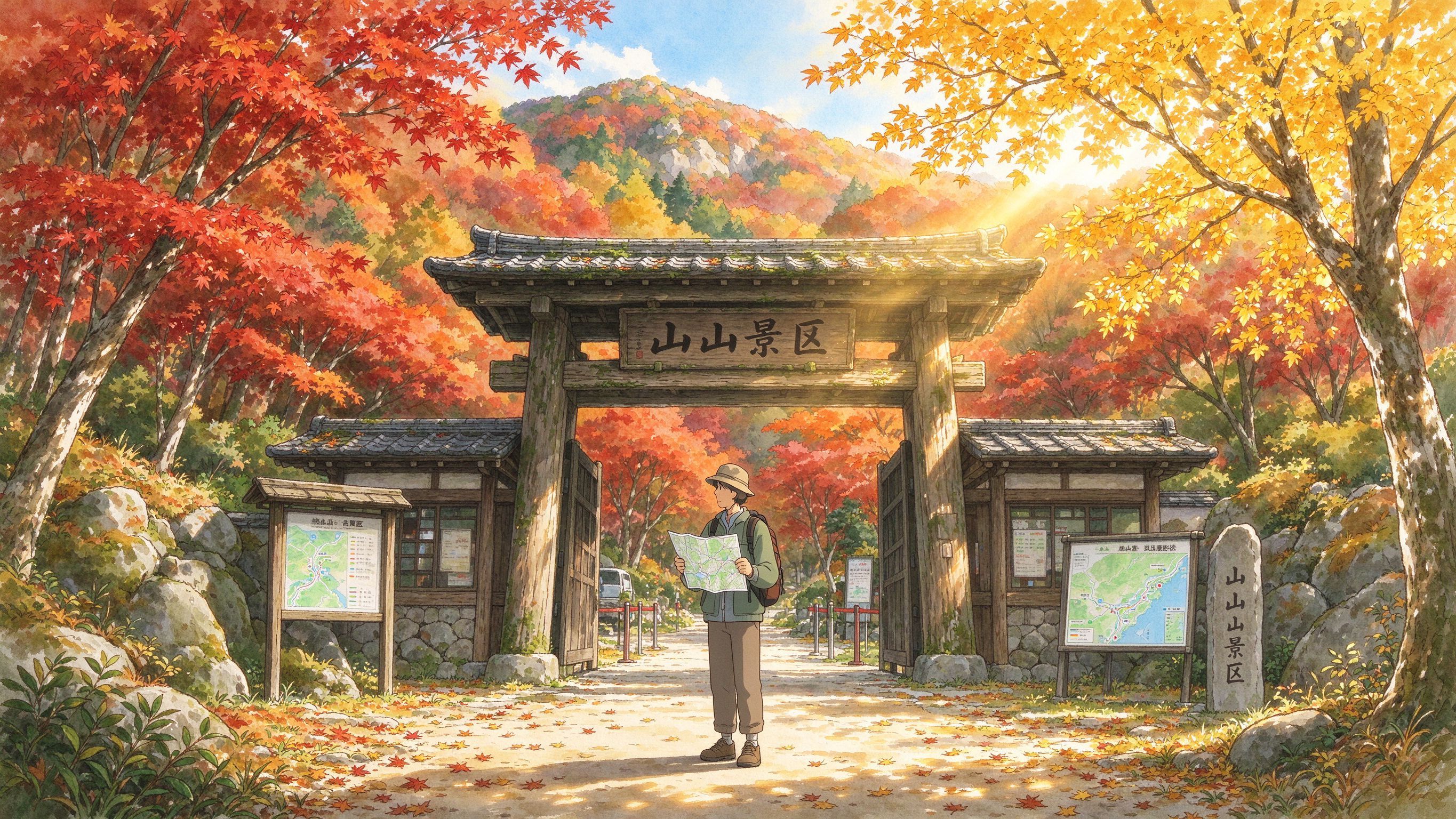 秋天山间景区大门