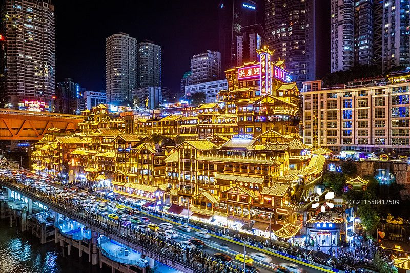 洪崖洞夜景吊脚楼