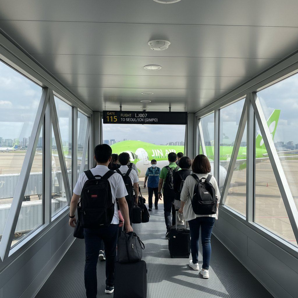 旅客登机桥走向飞机