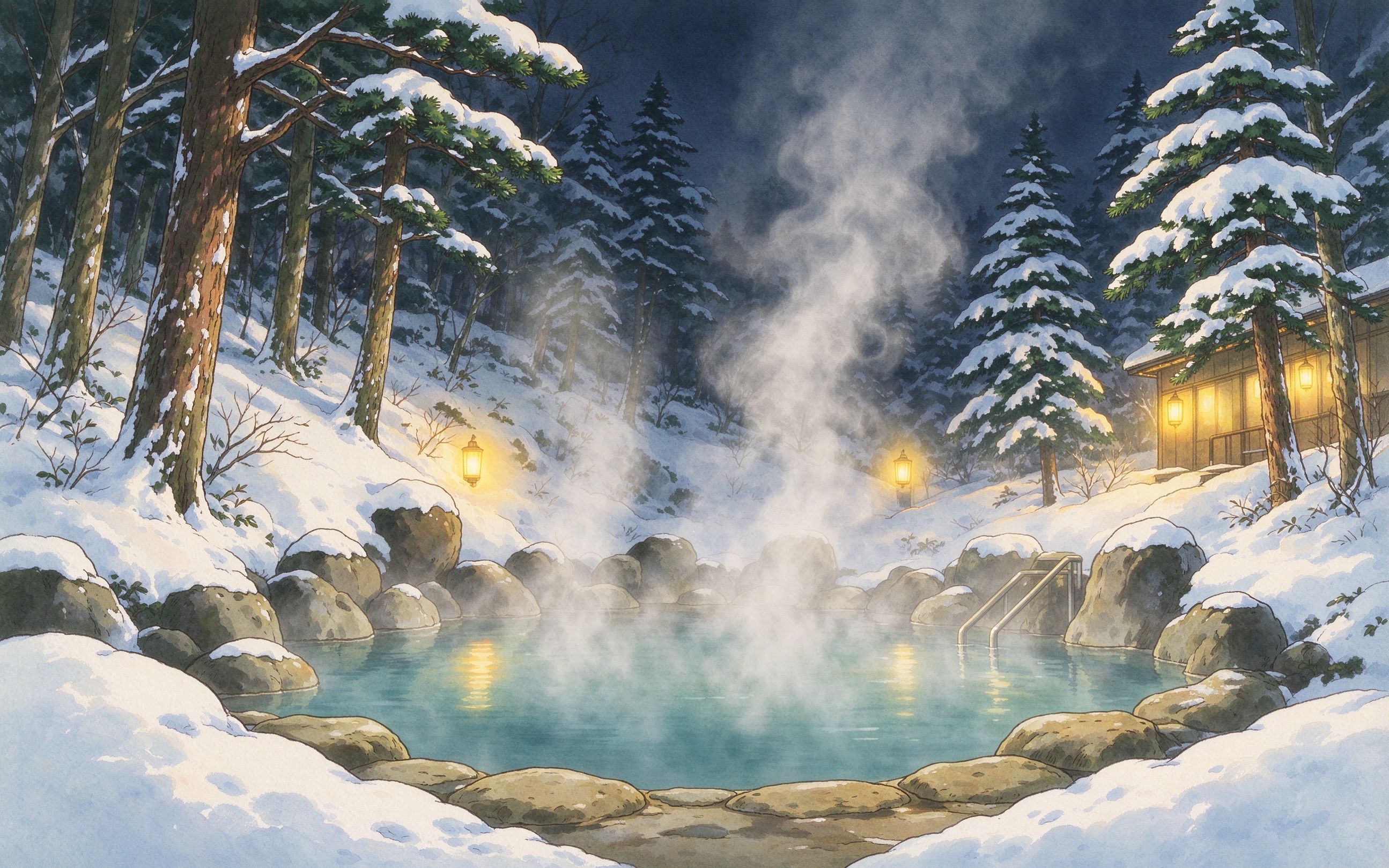雪地温泉