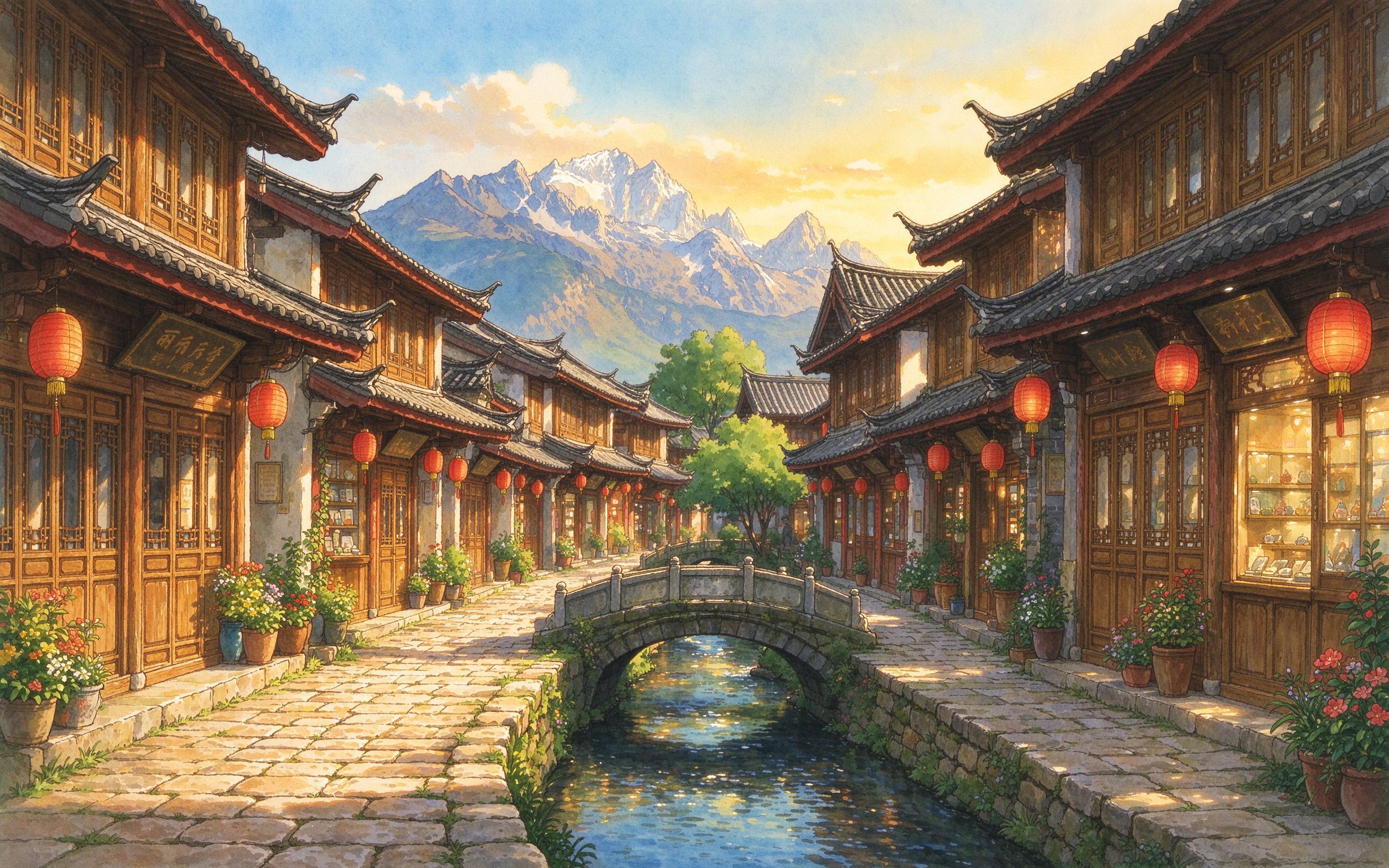 丽江古城插画