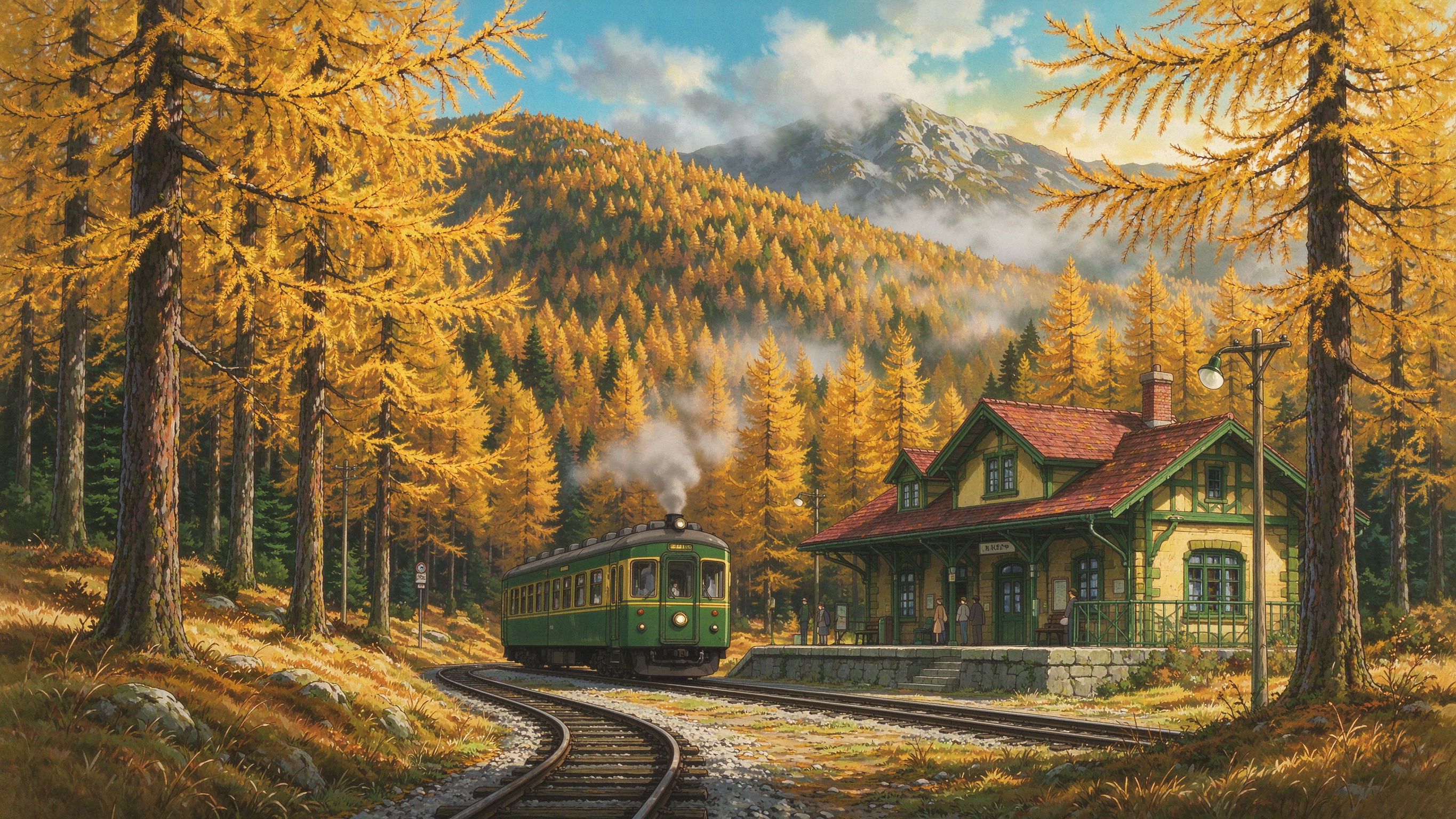 阿尔山秋日森林小火车站（网友投稿插画）