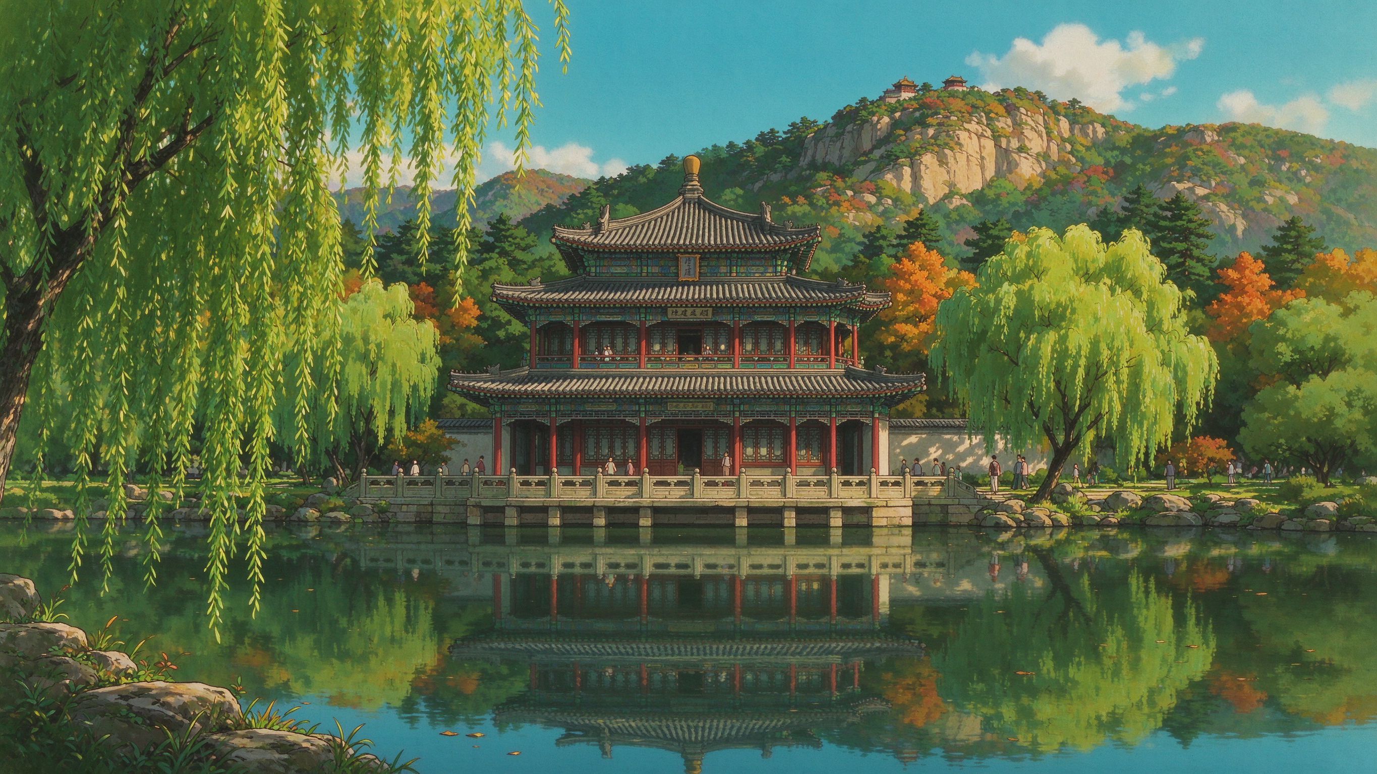 承德避暑山庄湖景(网友投稿插画)