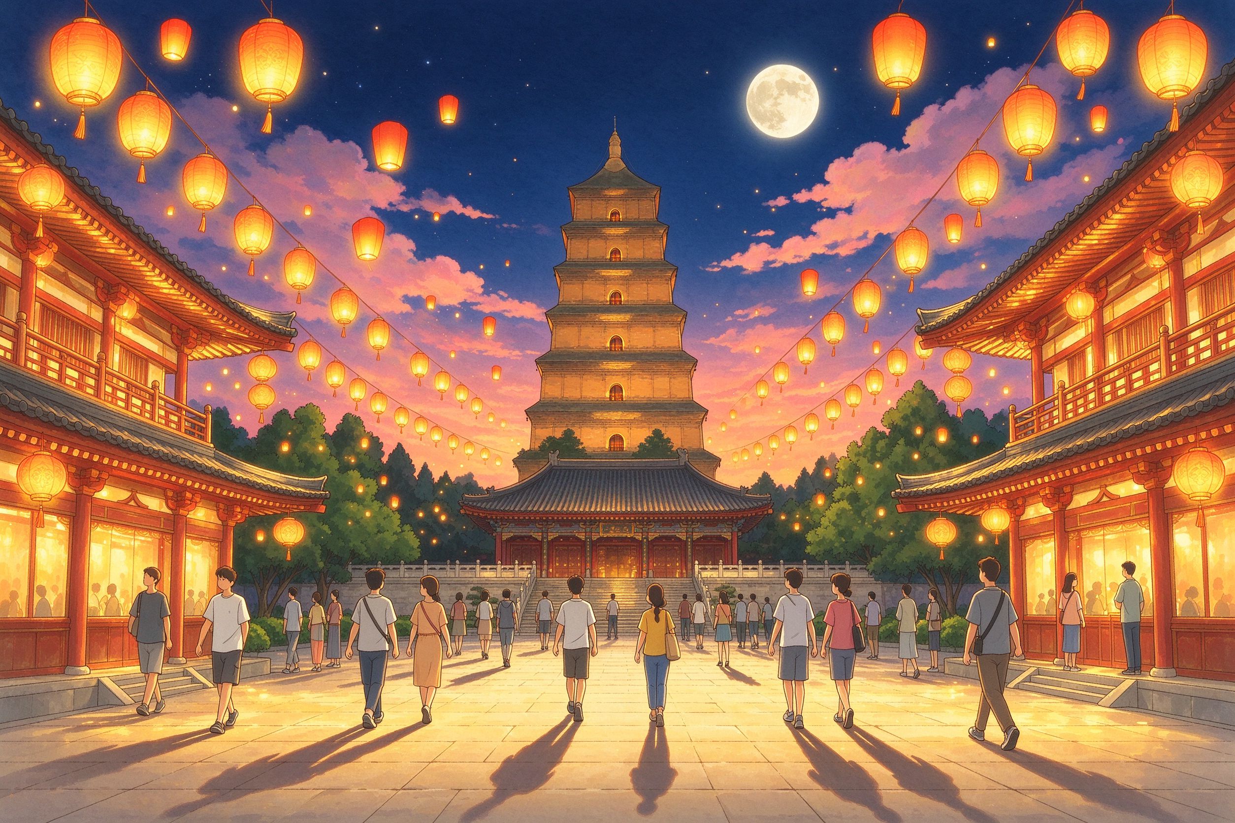 西安旅行插画