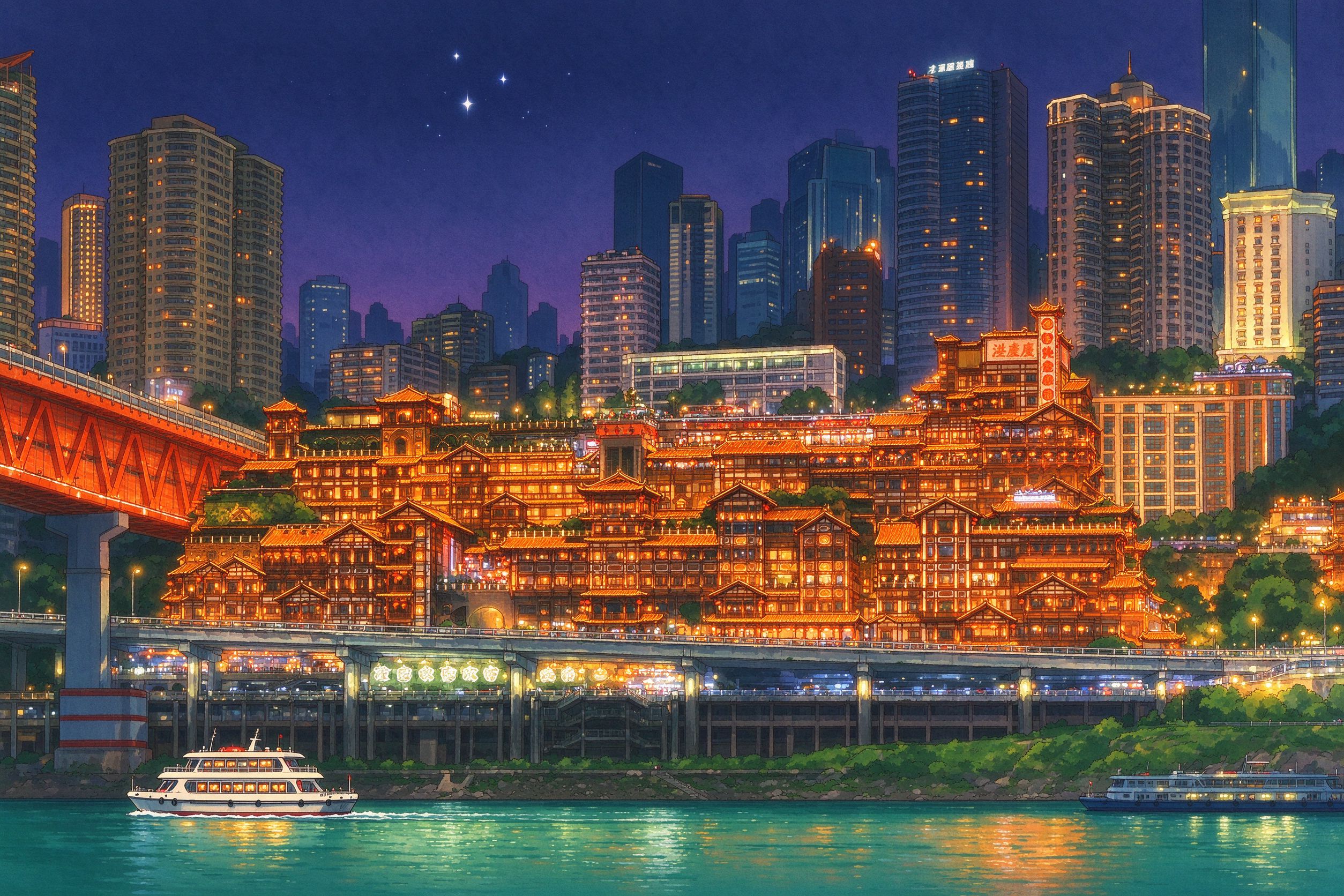 重庆旅行插画