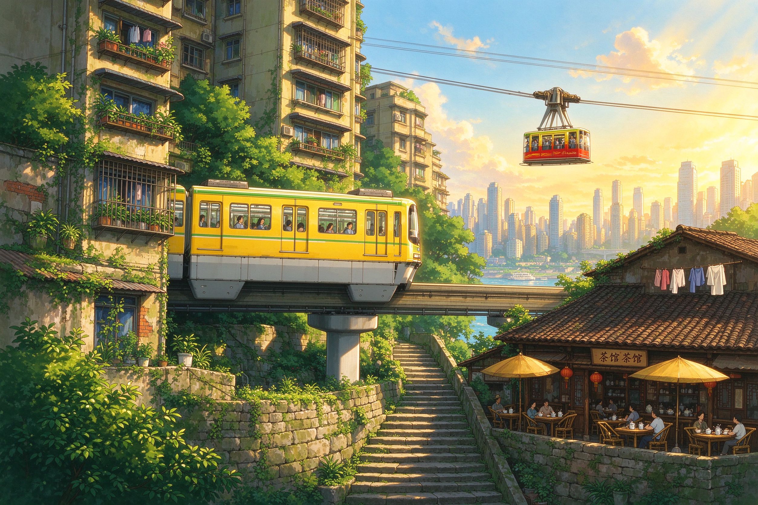 重庆旅行插画