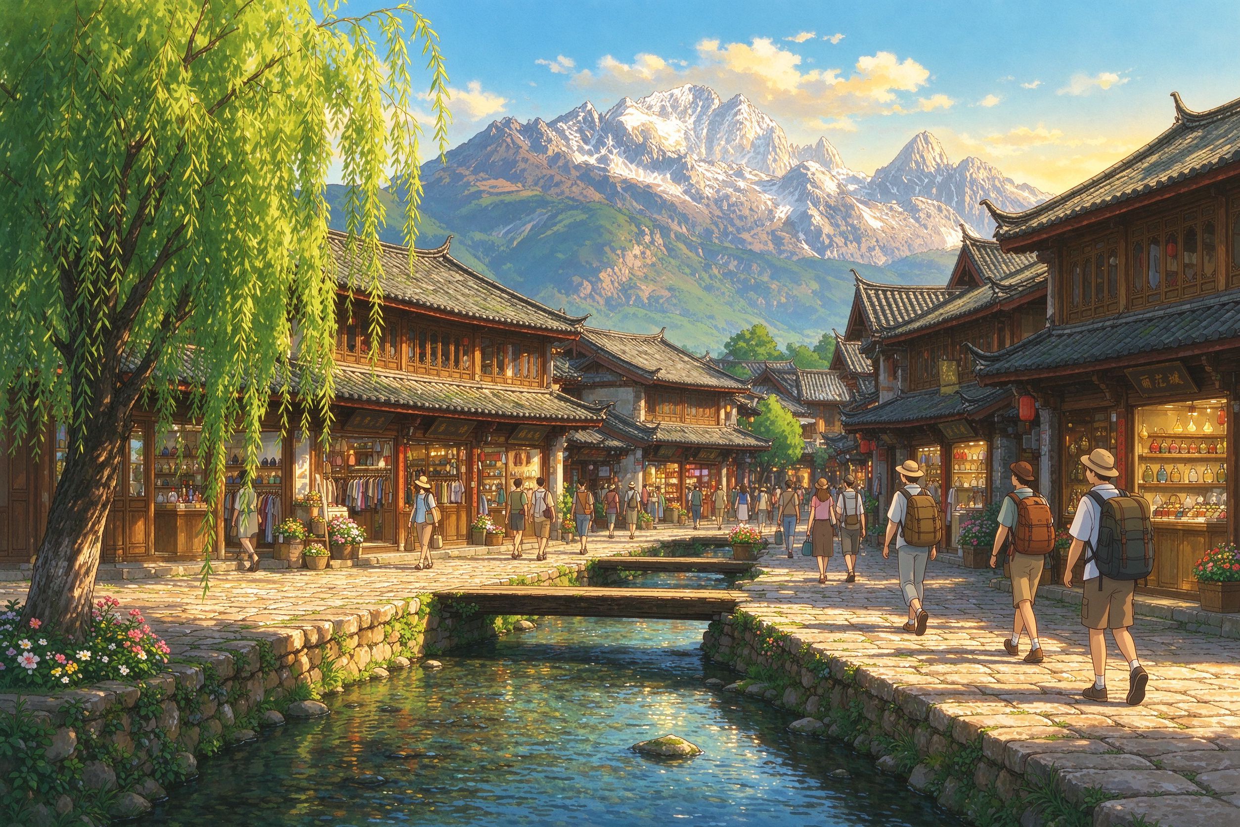 丽江旅行插画
