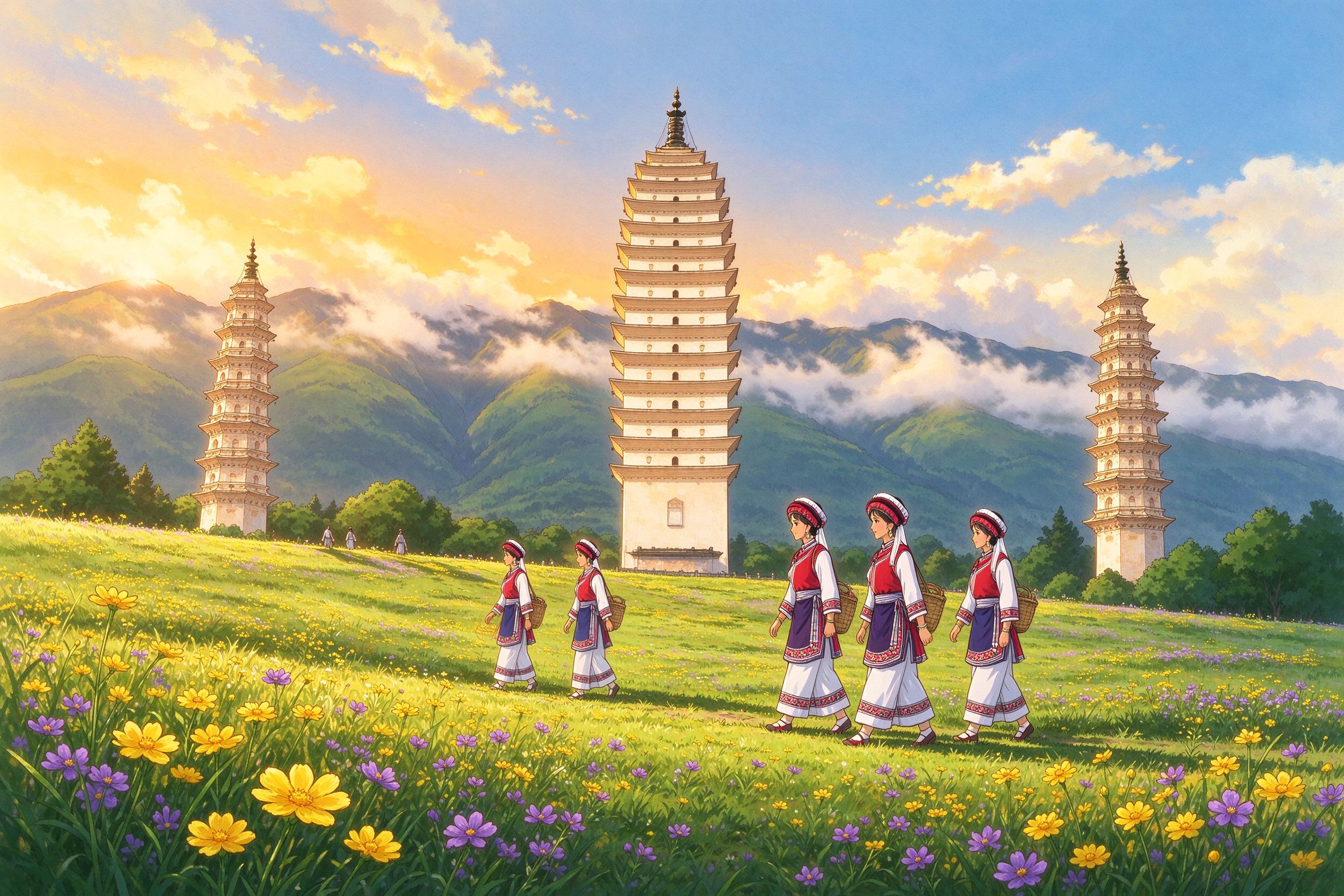 大理旅行插画