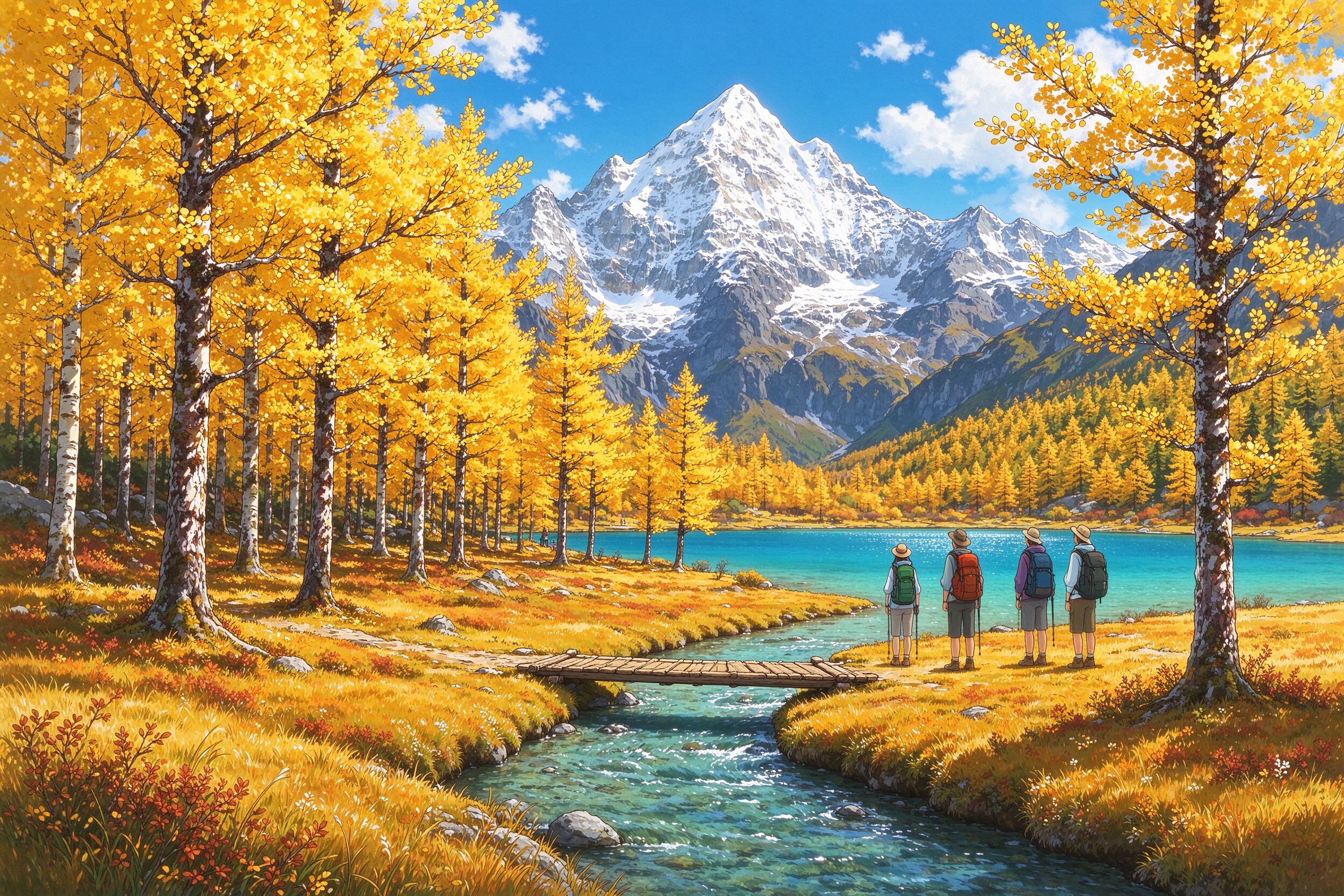 稻城亚丁旅行插画