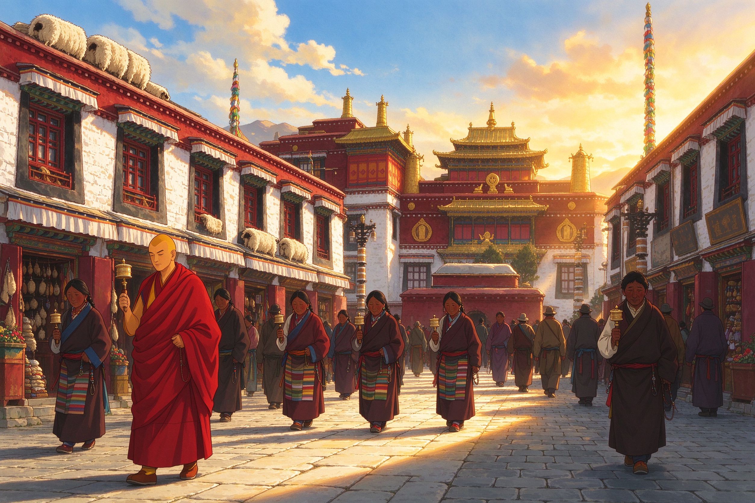 拉萨旅行插画