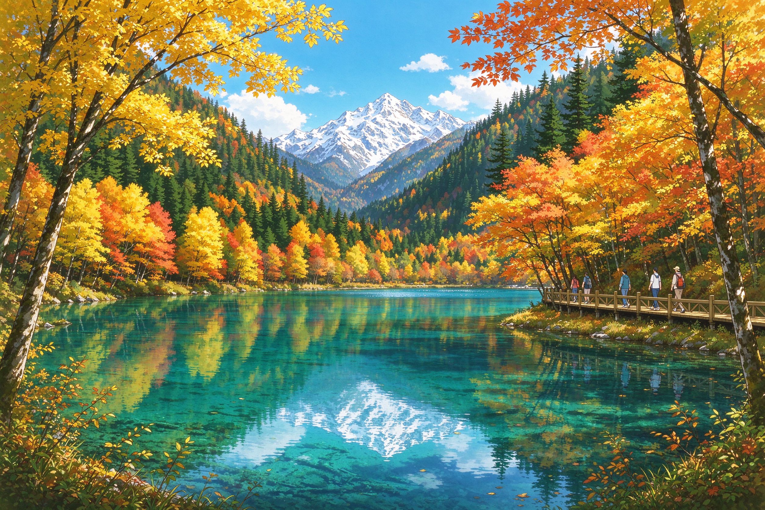 九寨沟旅行插画