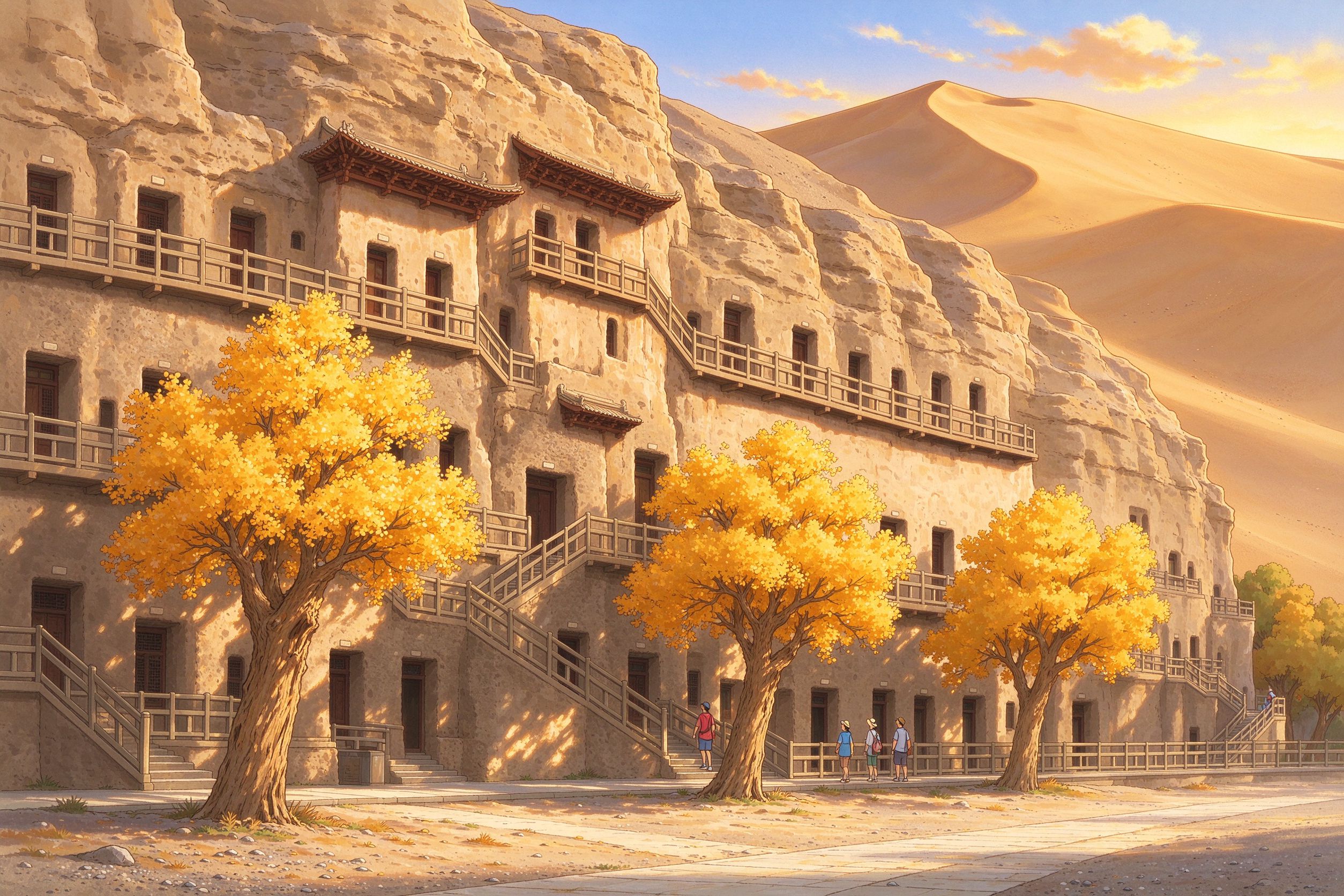敦煌旅行插画