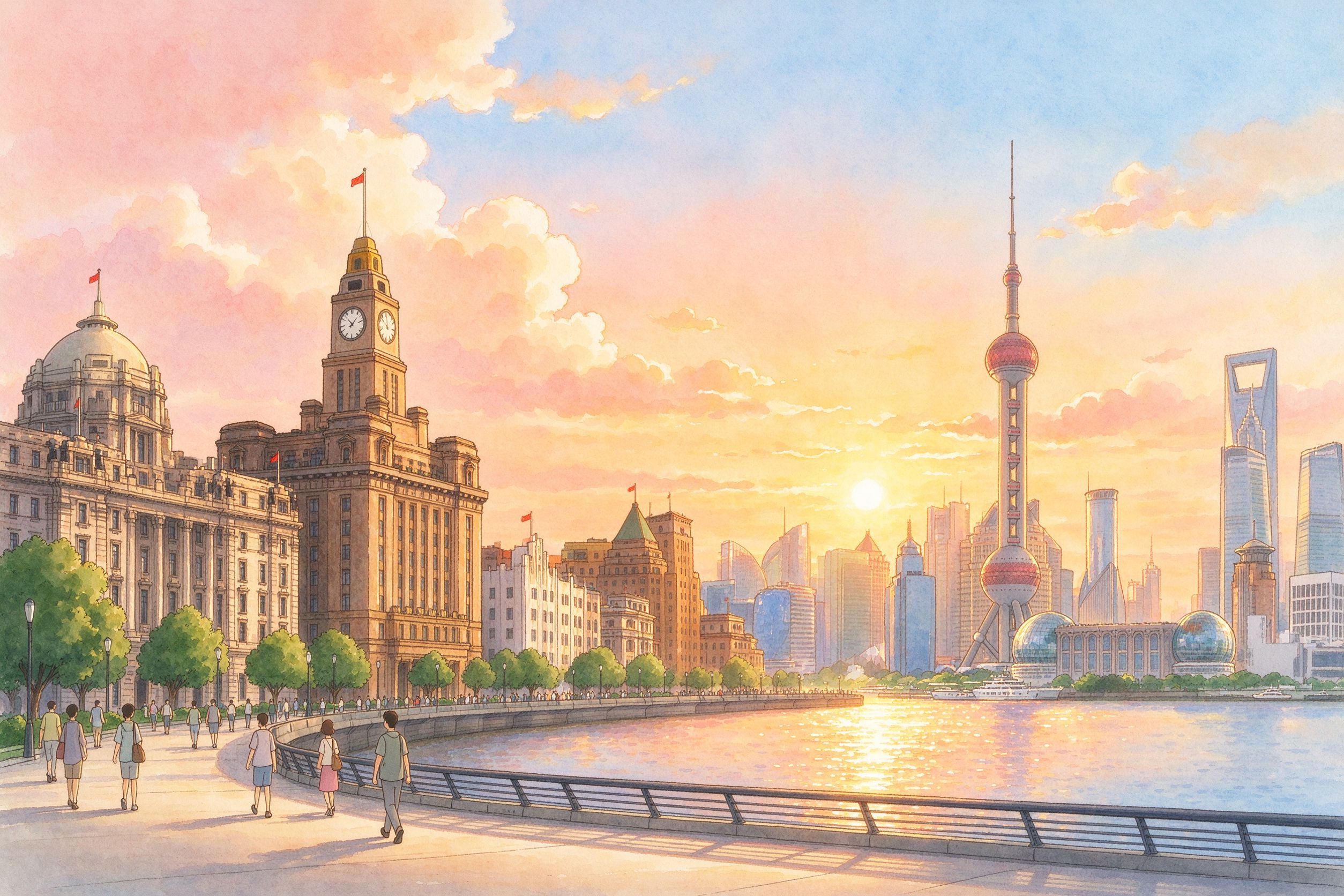上海旅行插画