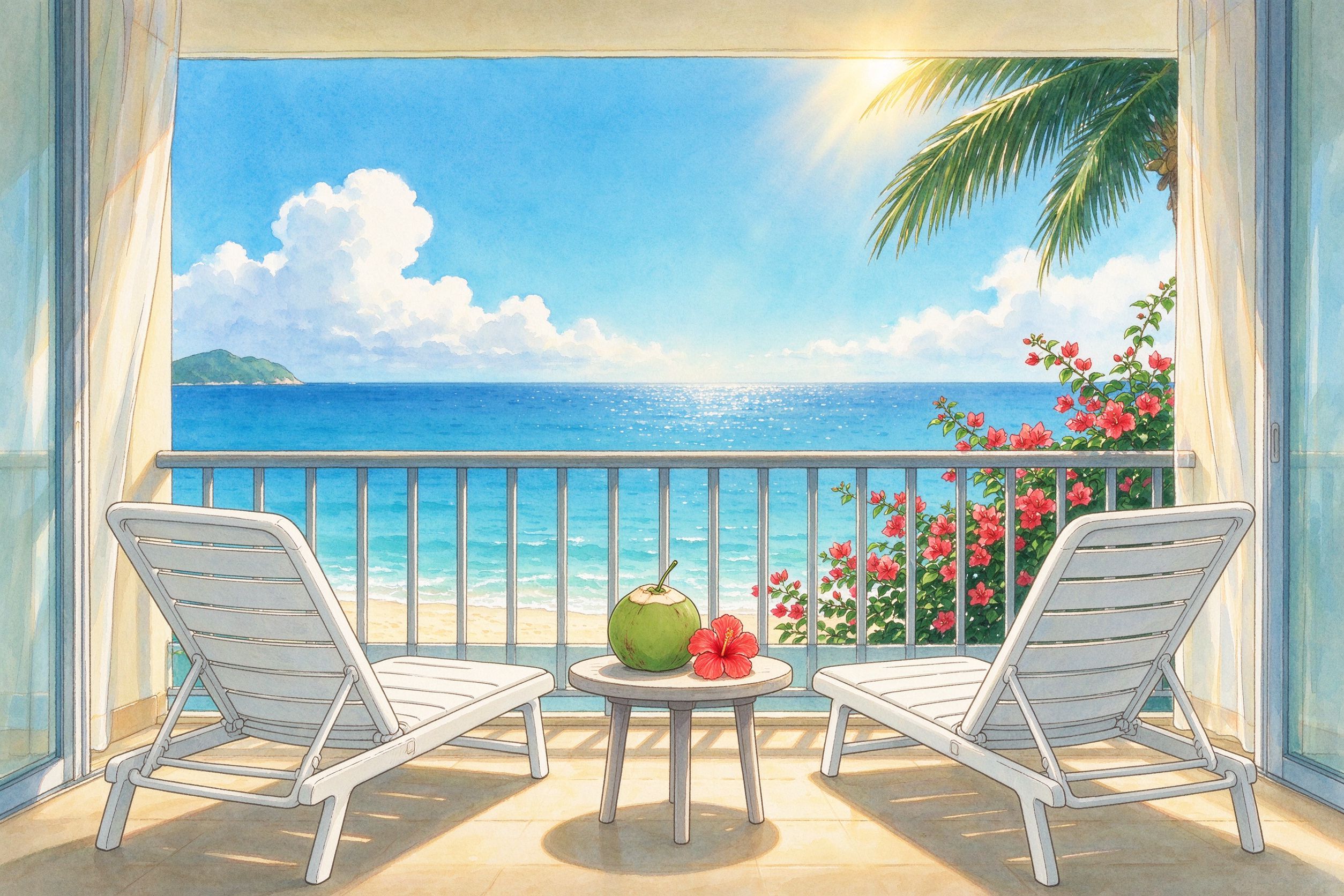 三亚旅行插画