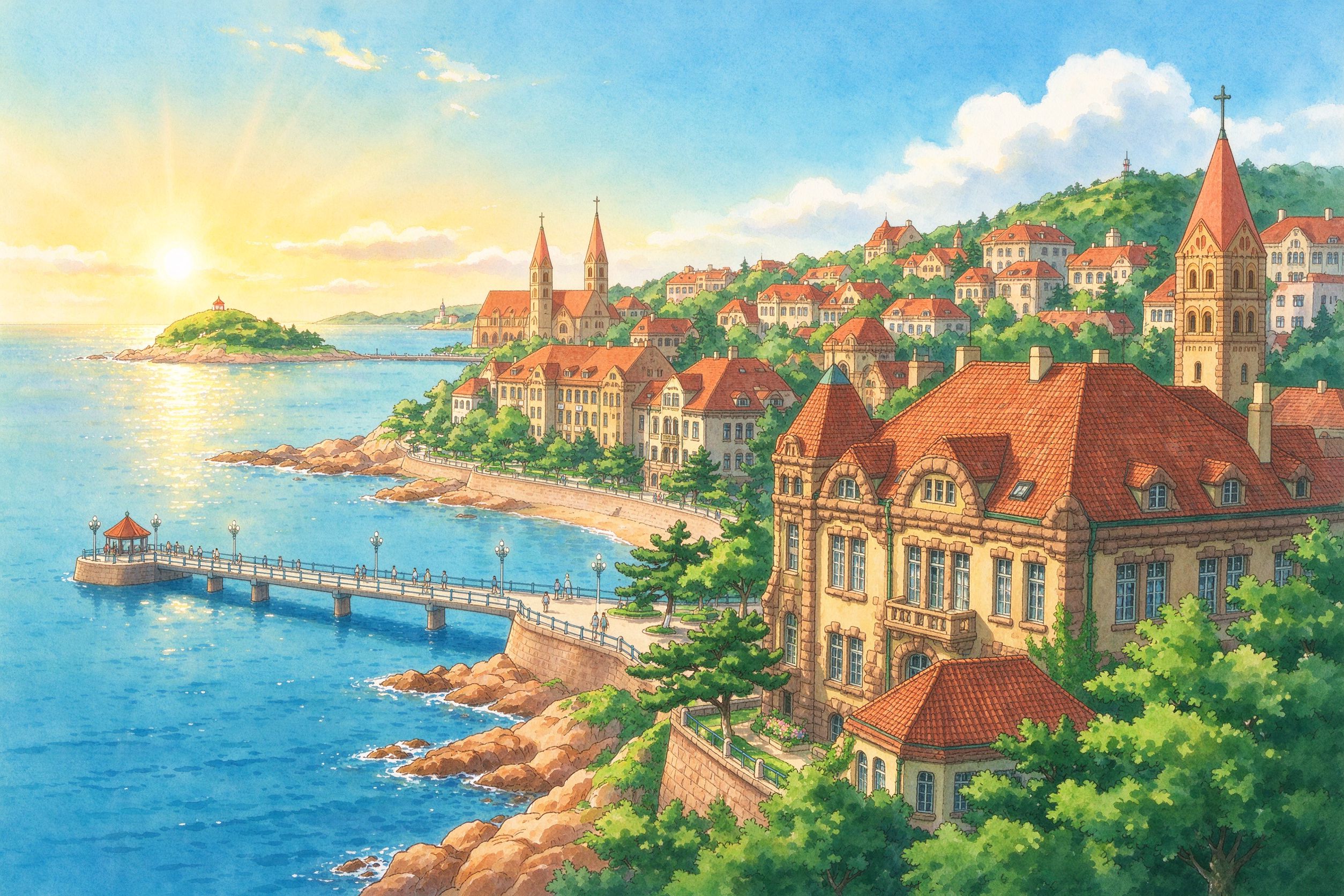 青岛旅行插画
