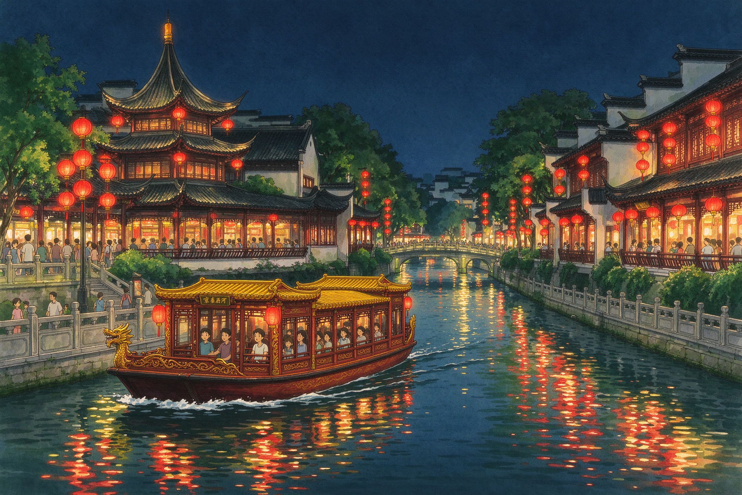 南京旅行插画