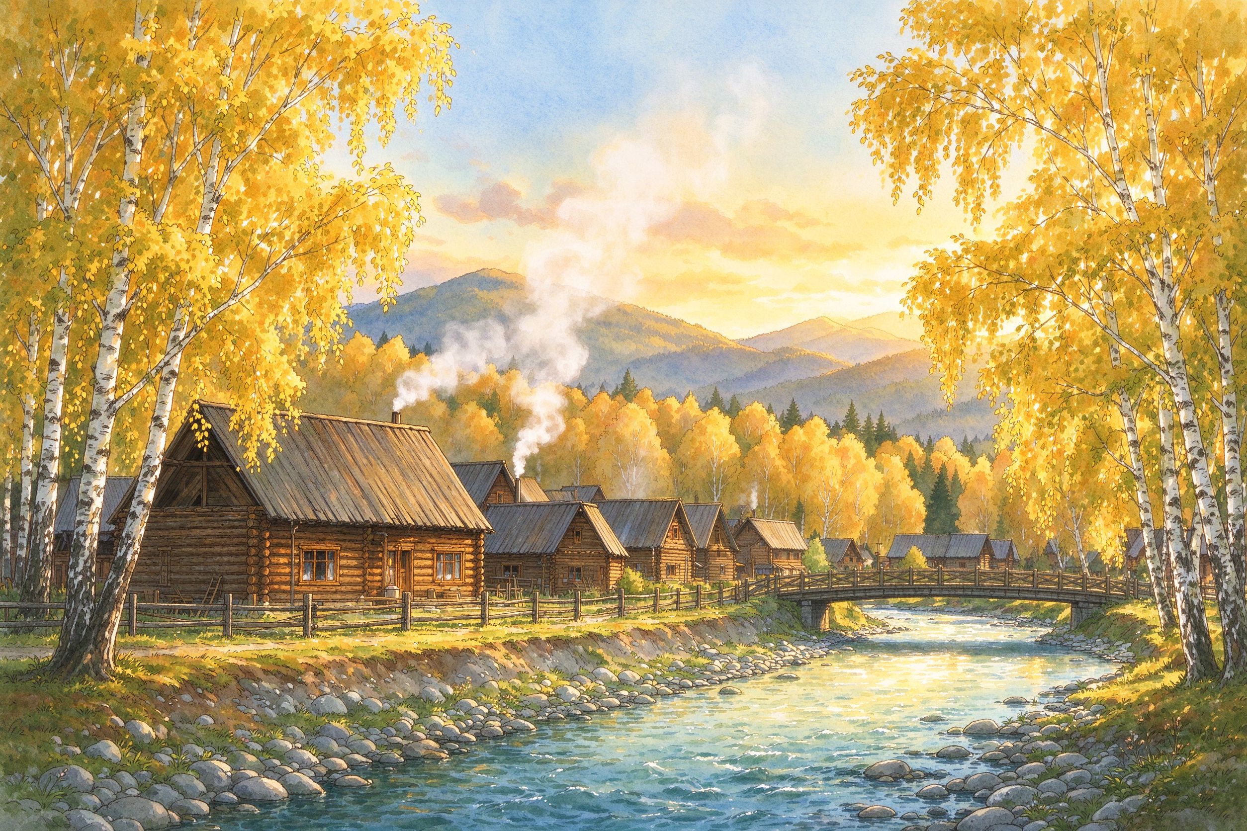 喀纳斯旅行插画