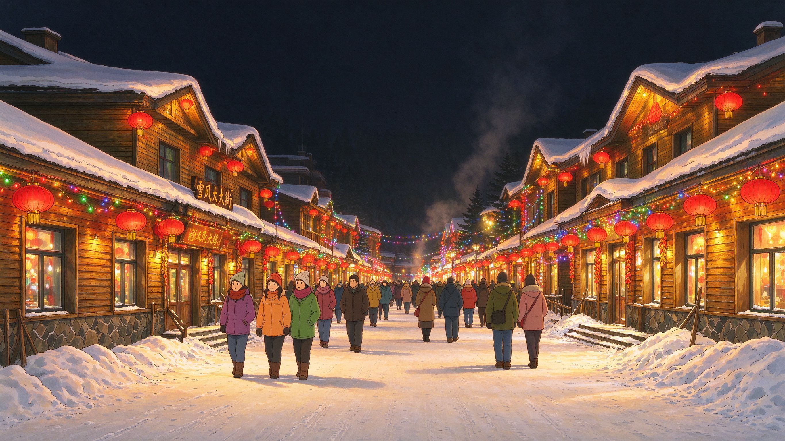 雪乡雪韵大街夜景