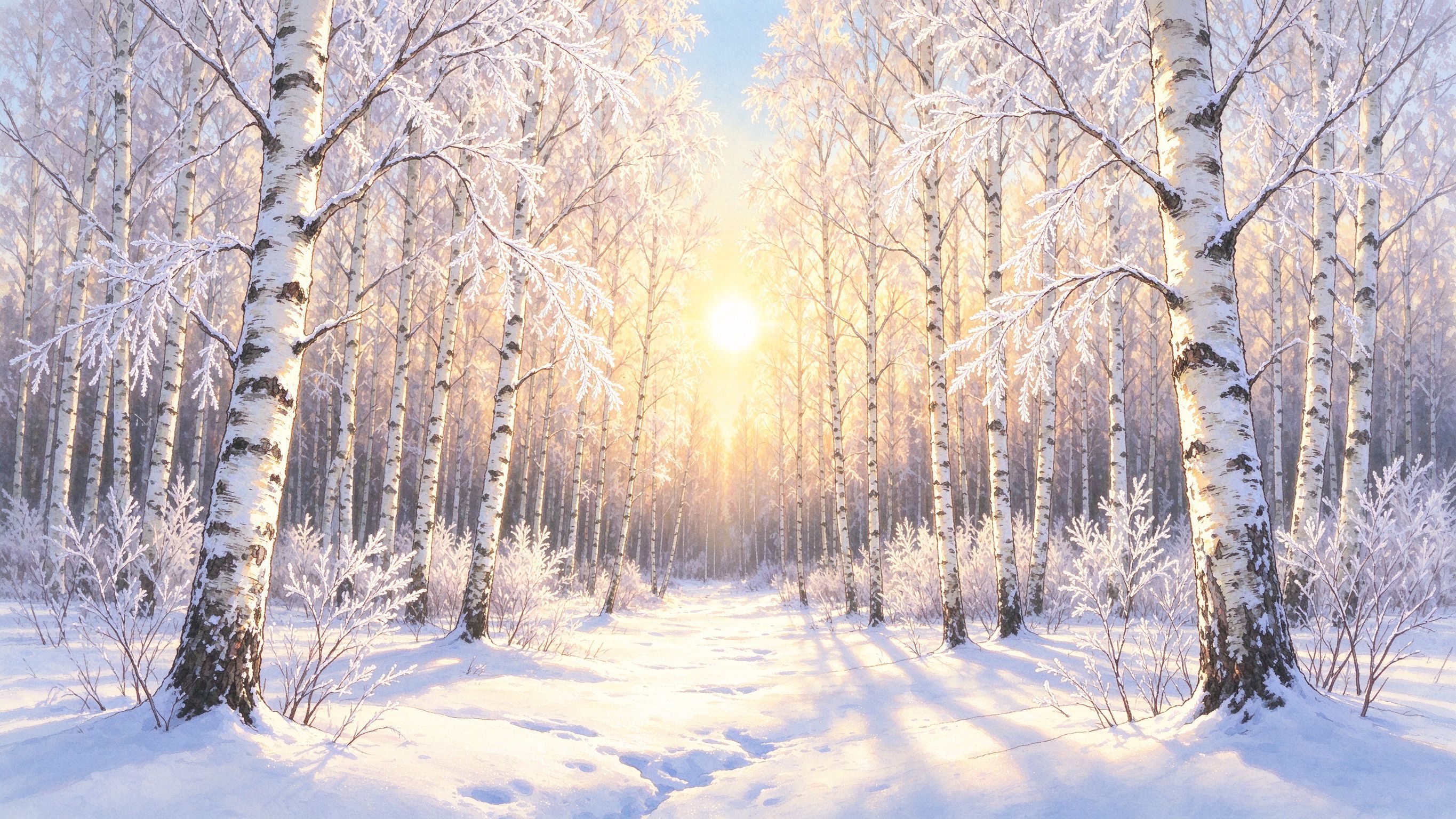 漠河白桦林雪景