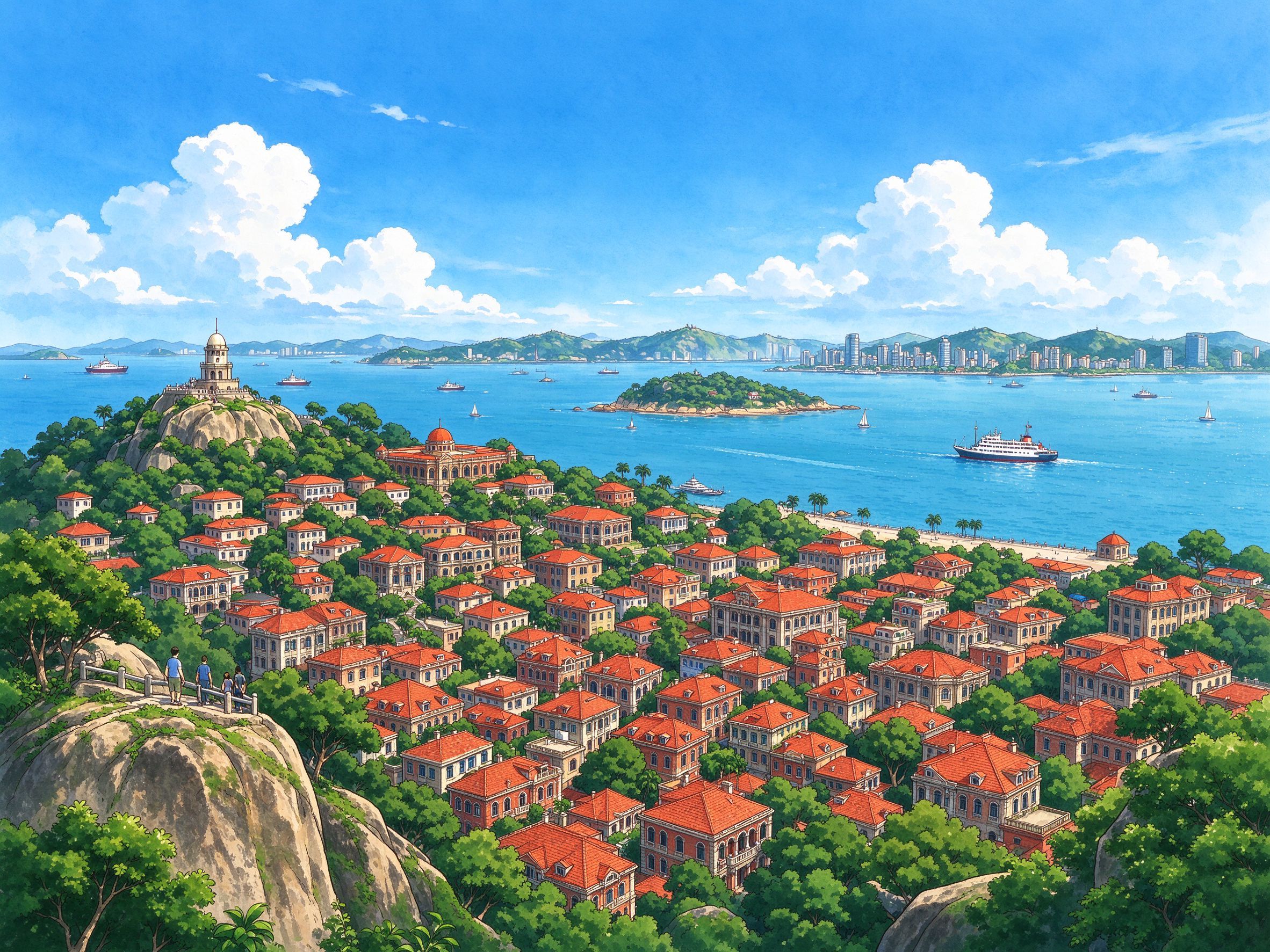 日光岩俯瞰鼓浪屿全景