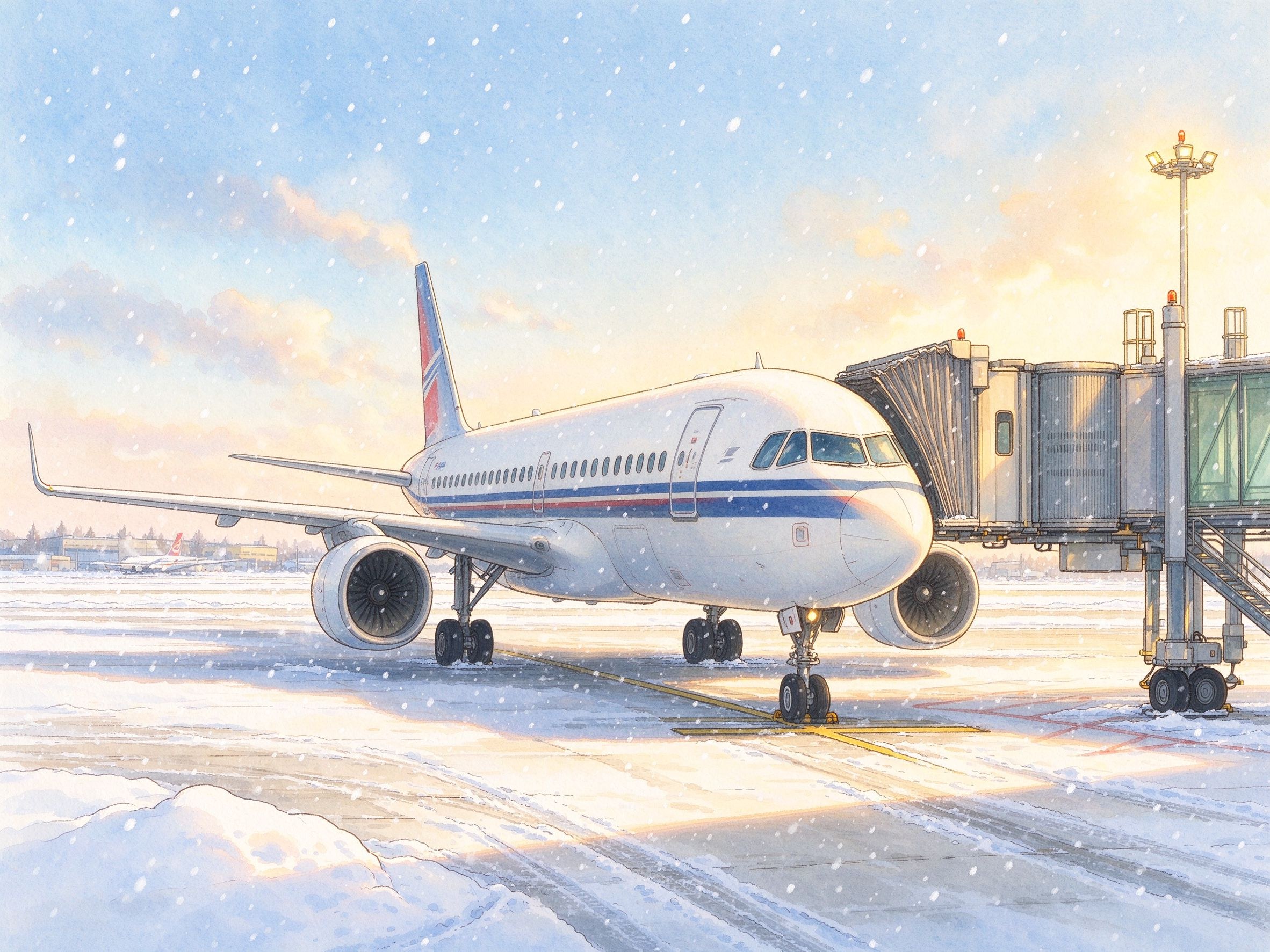 冬日机场雪景飞机