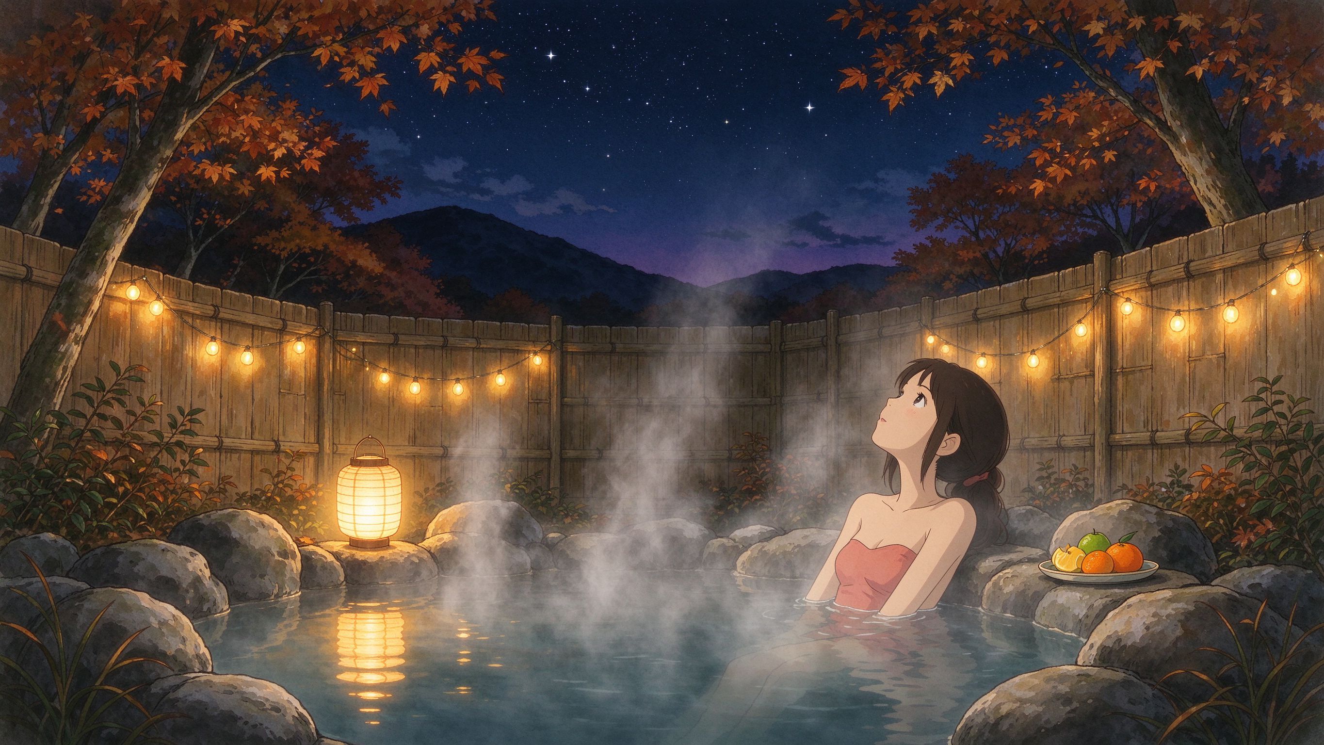 秋夜温泉看星空