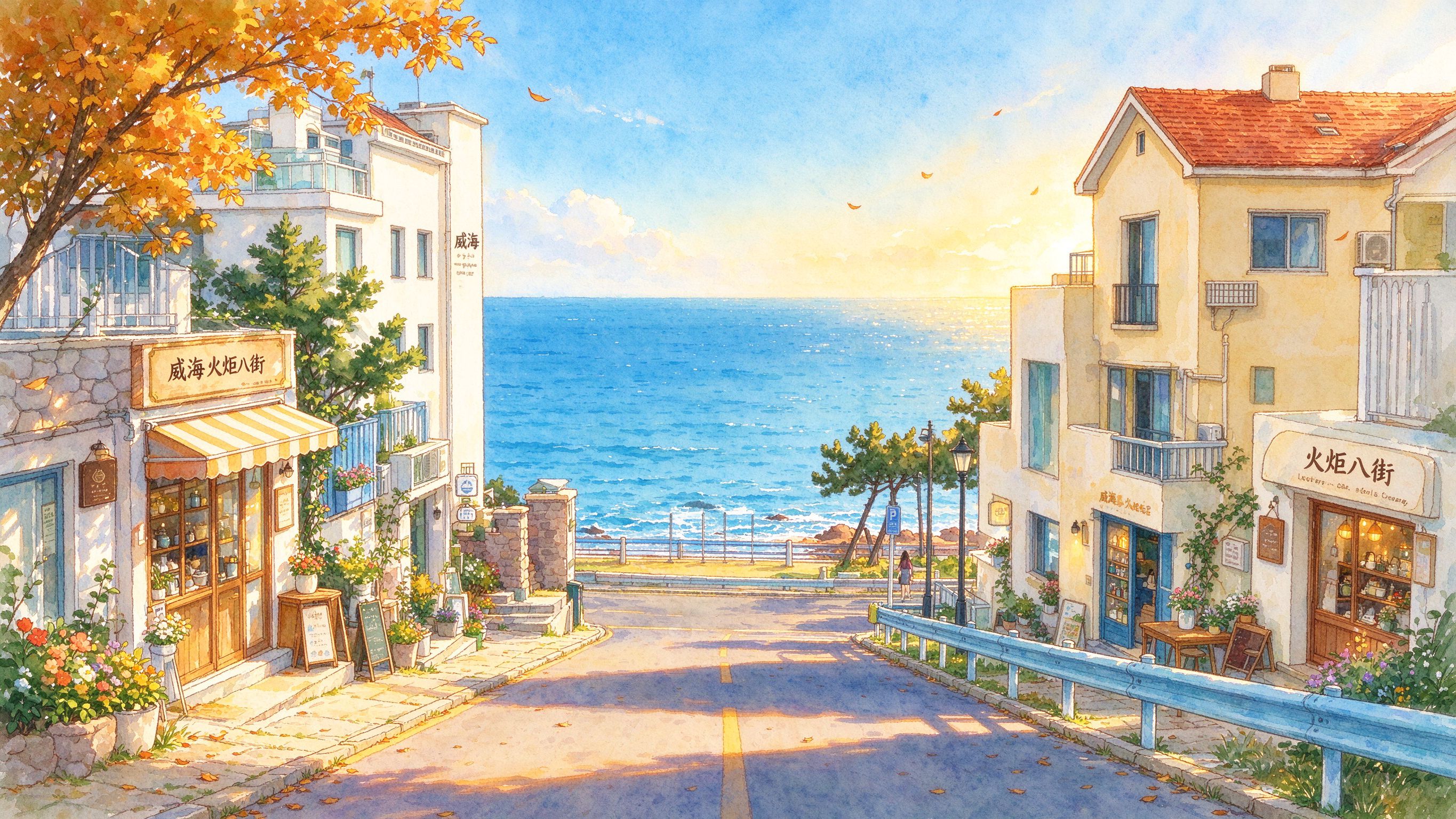 威海火炬八街通往大海