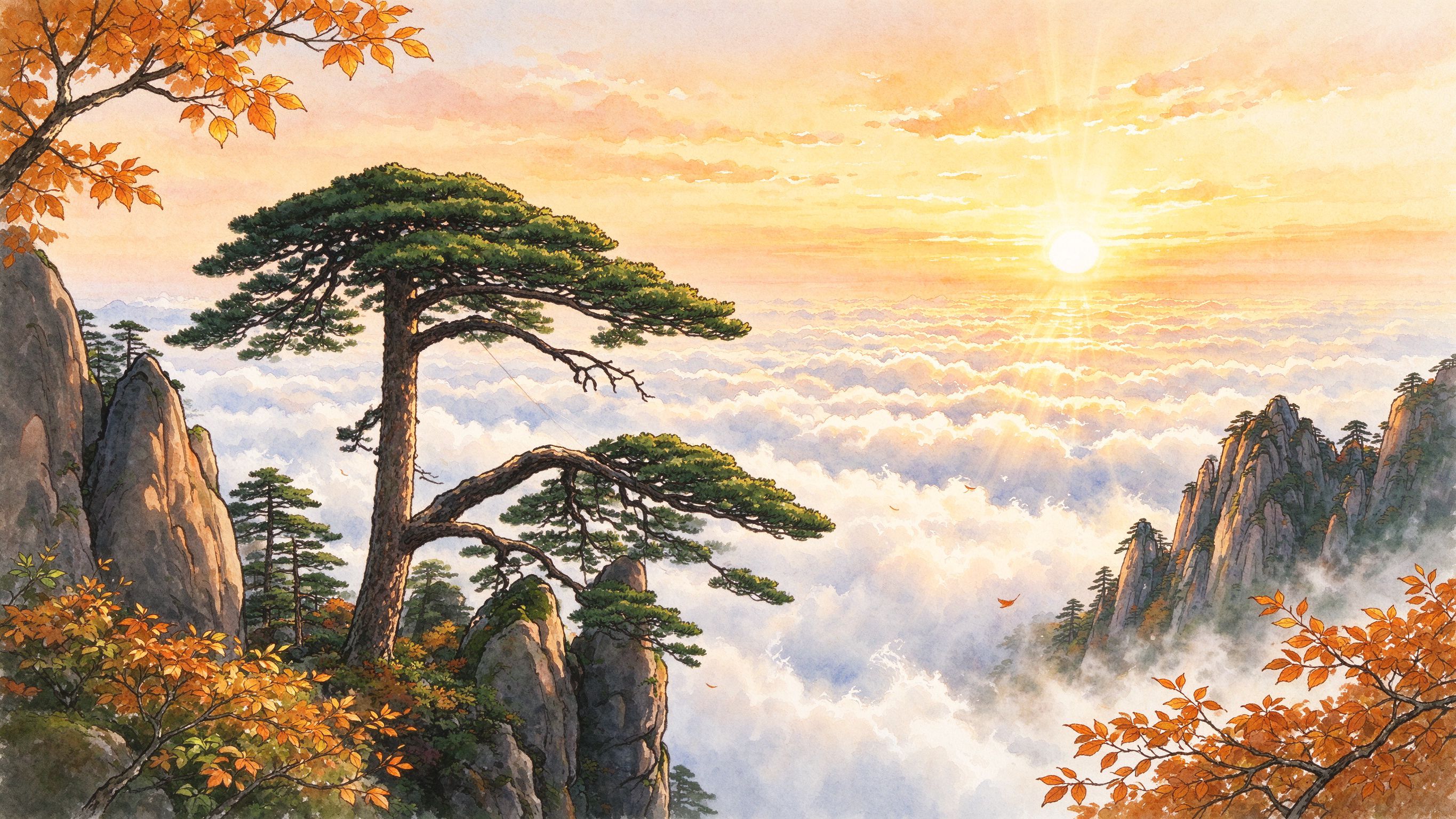 黄山云海秋色