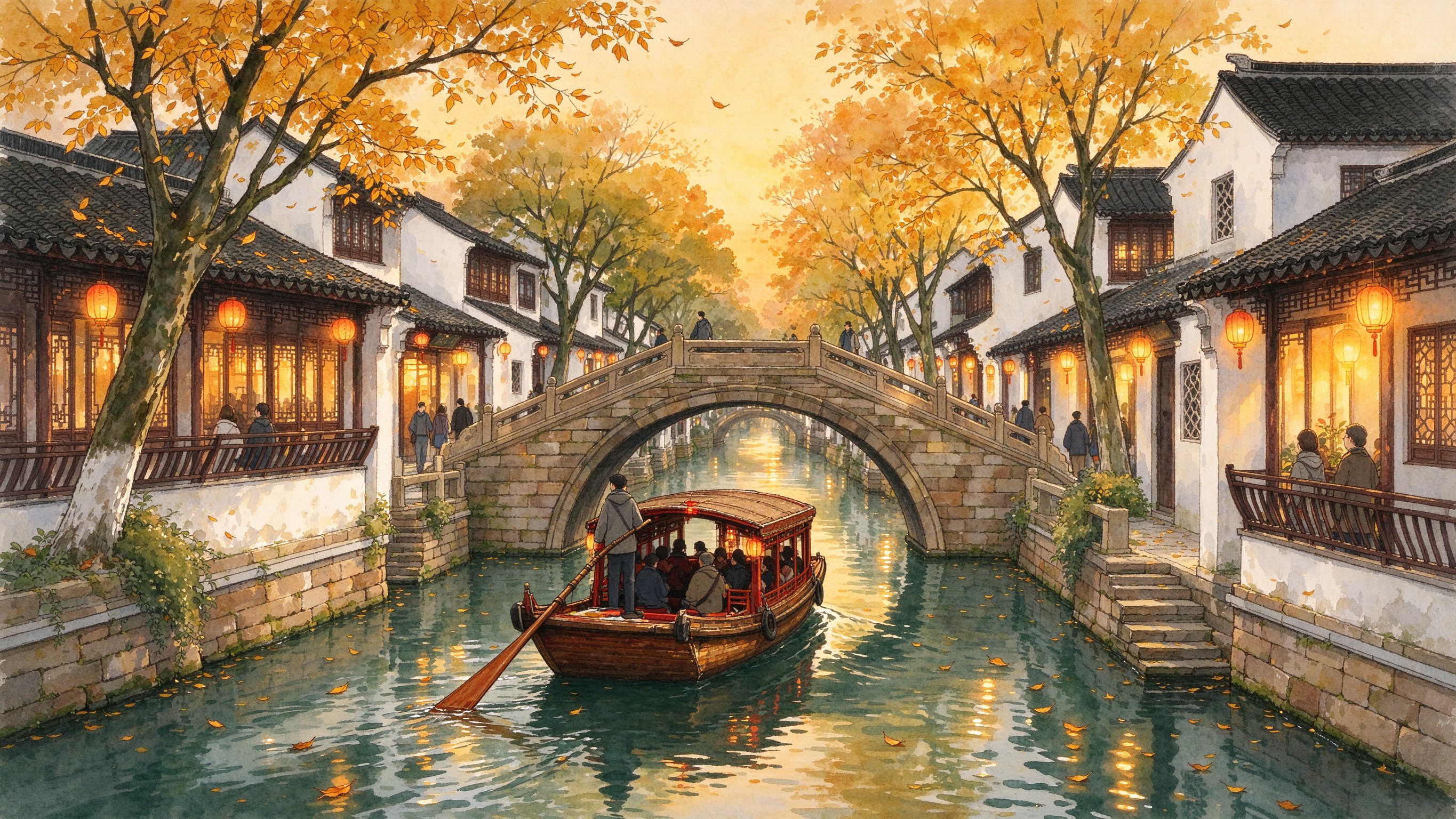 苏州平江深秋水巷
