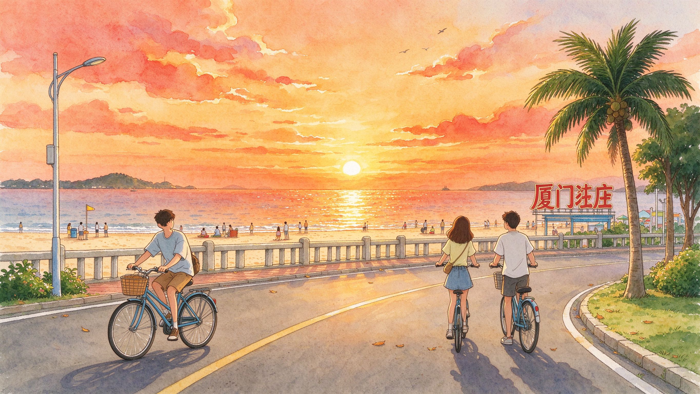 厦门环岛路海边日落