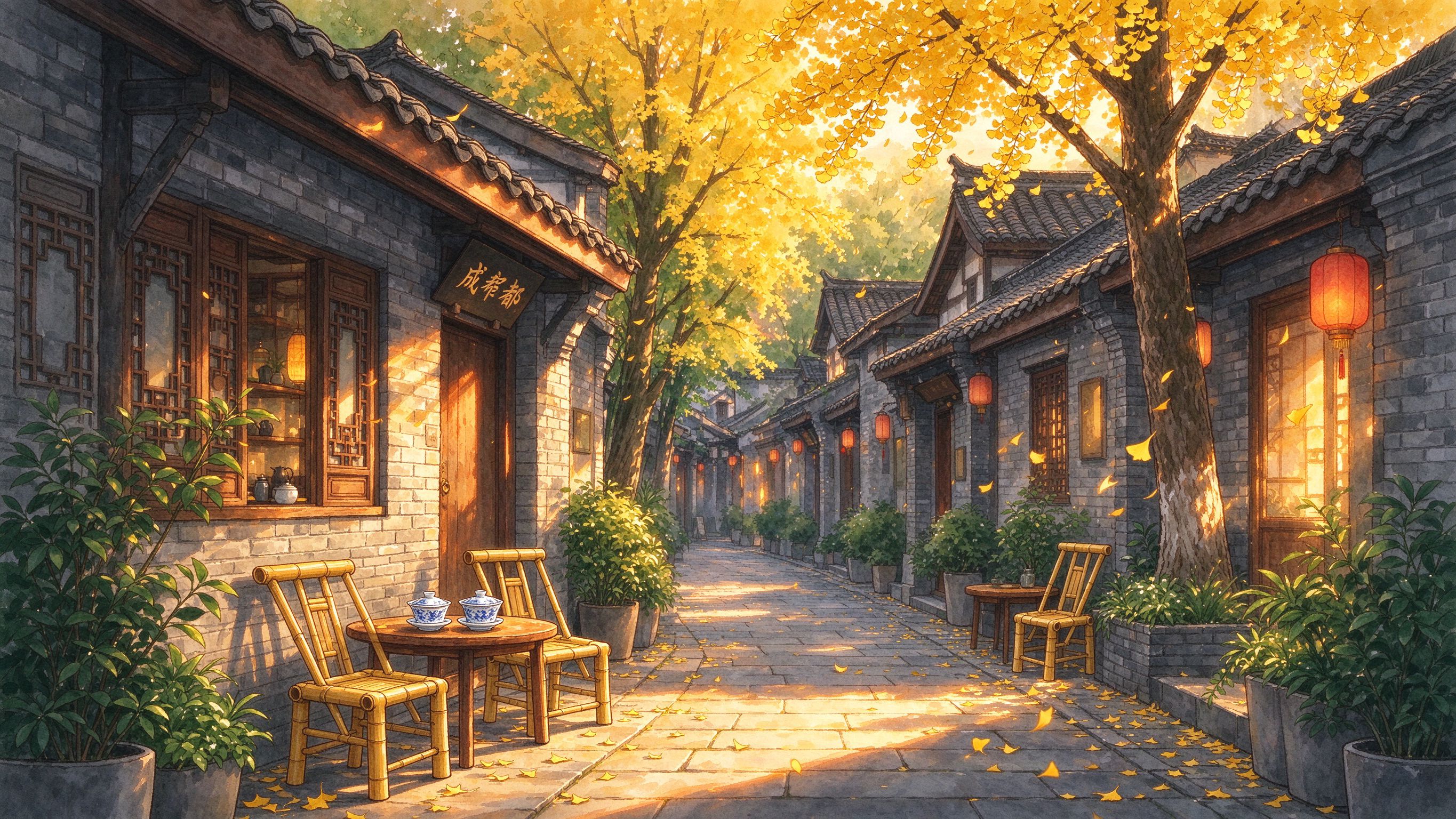 成都宽窄巷子金秋老街