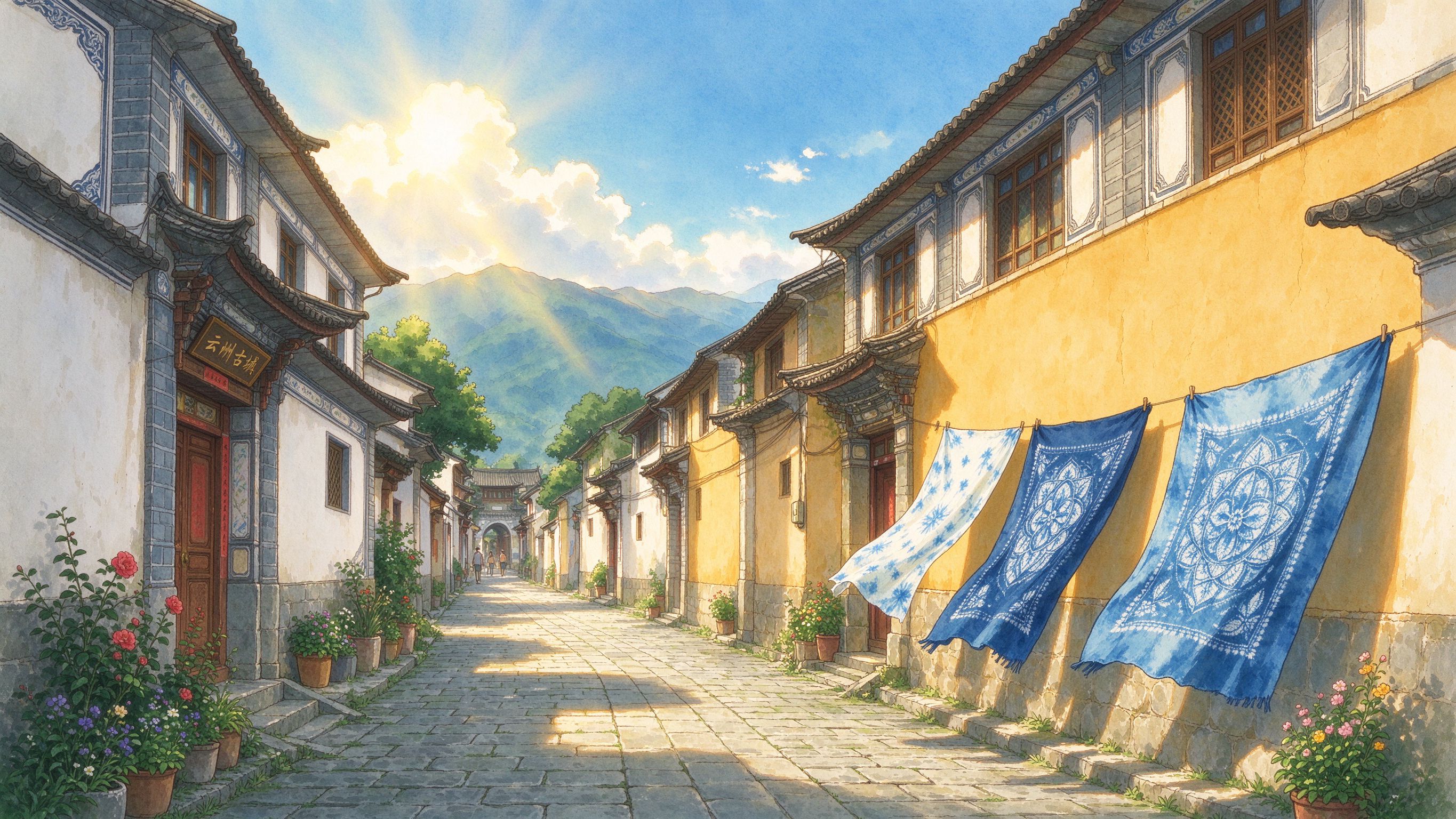 喜洲古镇白族民居扎染巷