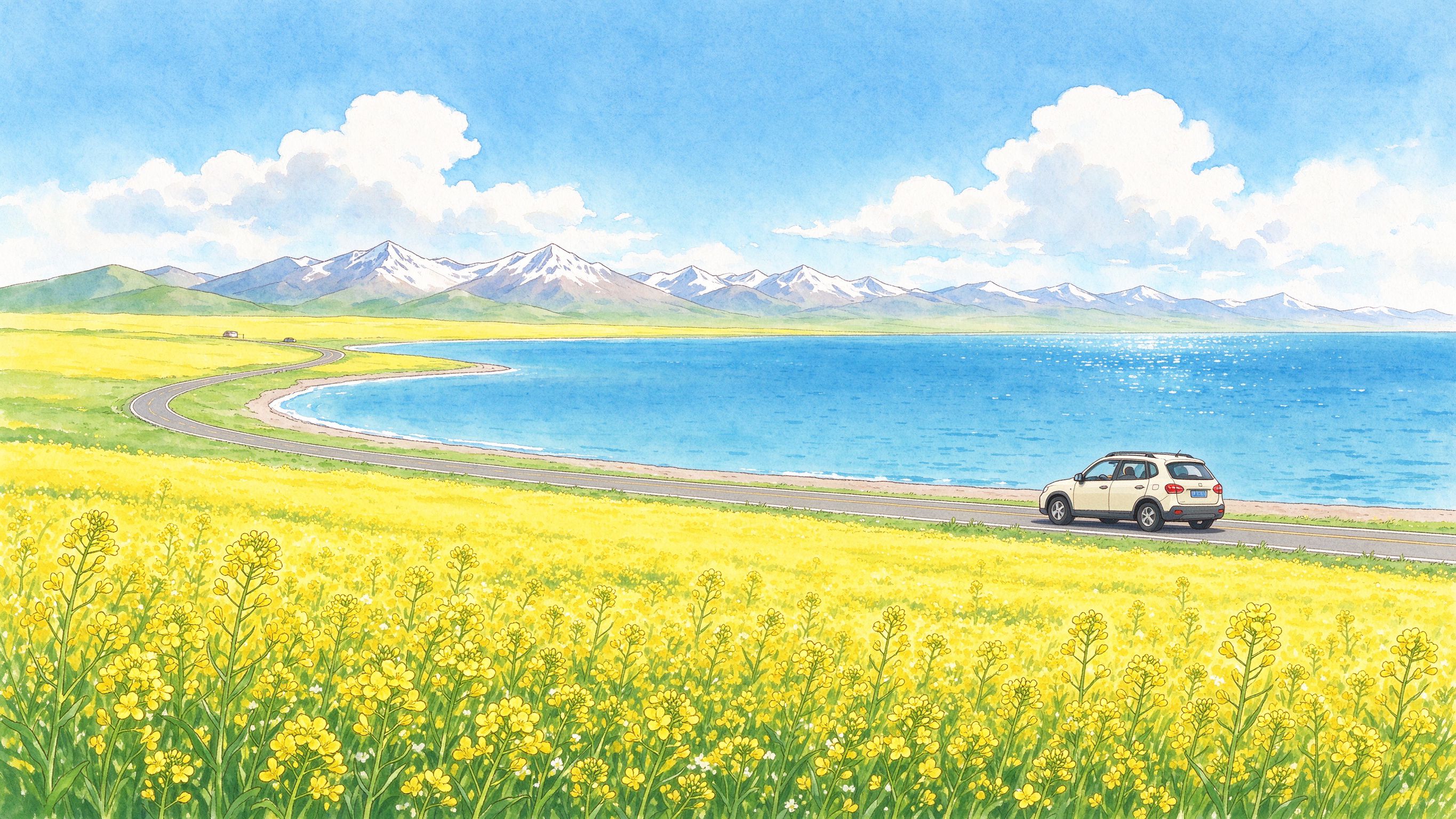 青海湖环湖油菜花自驾公路