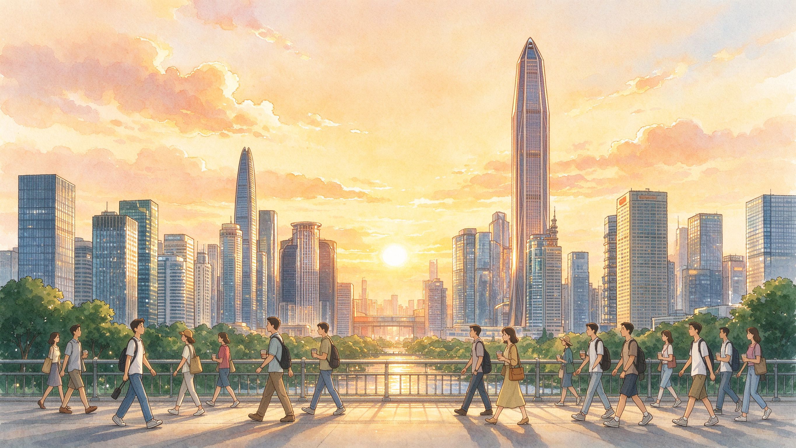 深圳城市天际线黄昏